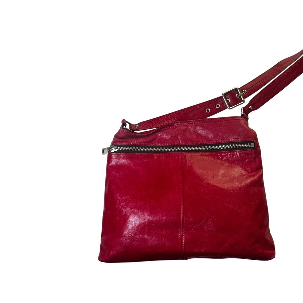 HOBO International Red Leather Crossbody Shoulder Bag Adjustable Strap - Picture 2 of 10
